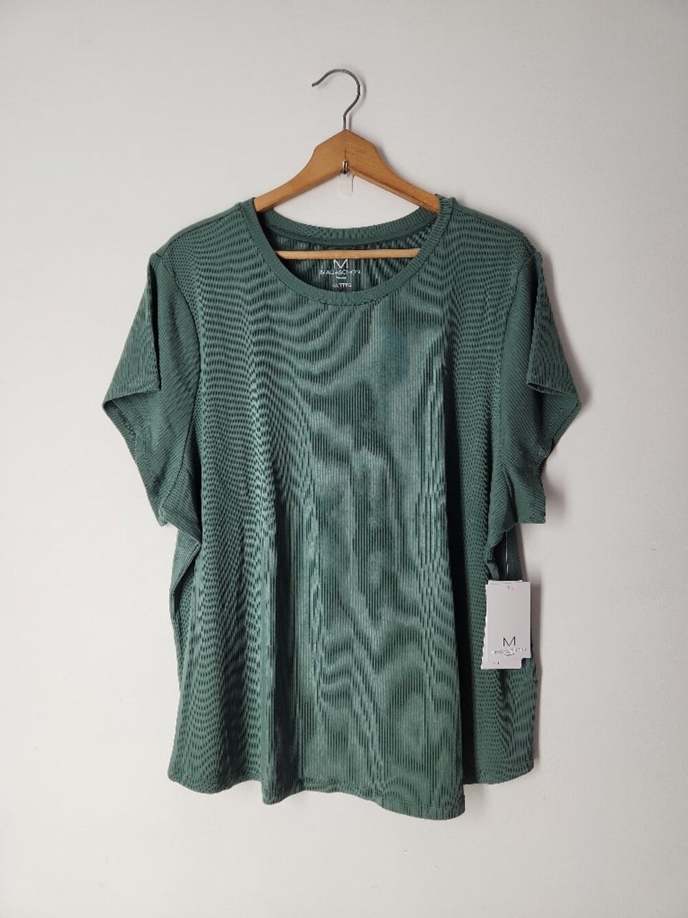 MAGASCHONI woman 3X stretch soft modal short sleeve classic t-shirt top basil